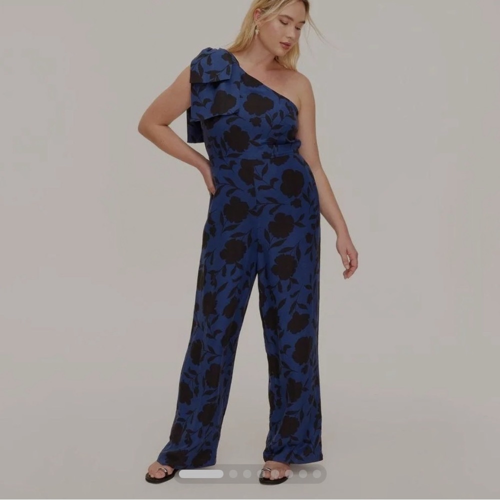 Kate Spade NWT Blue Floral One-Shoulder Jumpsuit size 8